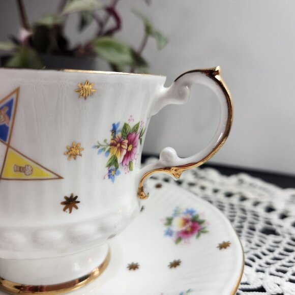 Masonic Lodge Cup & Saucer Order of the Eastern Star Elizabethan Fine Bone China - Picture 7 of 14